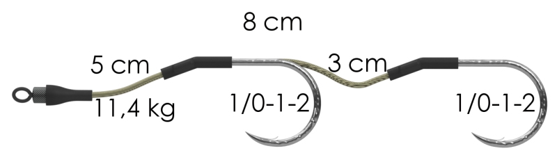 AKCE Dvojnávazec za krmítko 8cm 11,4kg 2/0 (2ks)